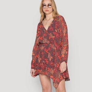 Free People Teegan Mini Dress, Orange Motif